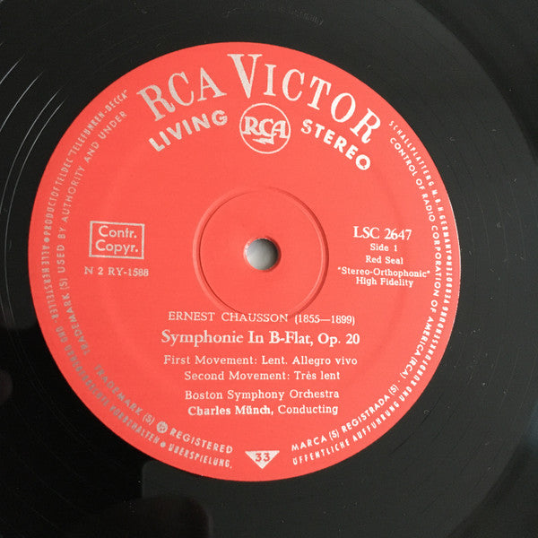Ernest Chausson / César Franck - Charles Munch, Boston Symphony Orchestra : Symphony In B-Flat / Le Chasseur Maudit (LP, Album)