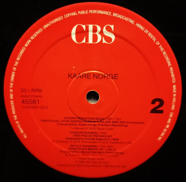 Kaare Norge, Johann Sebastian Bach, Joaquín Rodrigo, Niccolò Paganini : Bach, Rodrigo, Paganini (LP, Album)