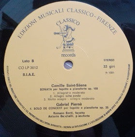 Anton Reicha, Camille Saint-Saëns, Gabriel Pierné, Romano Santi - Antonio Bacchelli : Sonate Per Fagotto E Pianoforte (LP, Album)