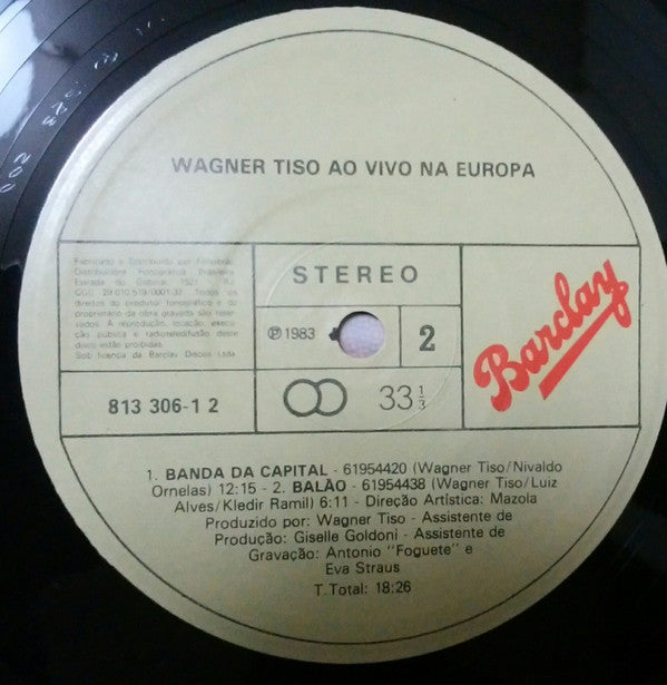 Wagner Tiso : Ao Vivo Na Europa (LP, Album, RE, RP)