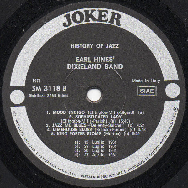 Earl Hines' Dixieland Band : Earl Hines Dixieland Band (LP, Album)