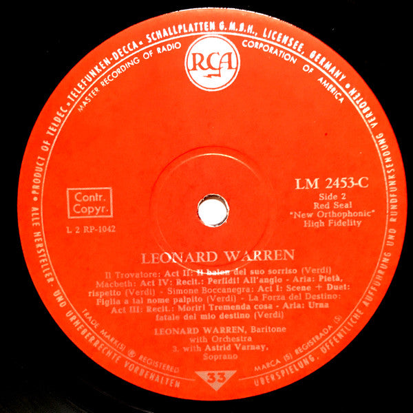 Leonard Warren : Leonard Warren (LP)
