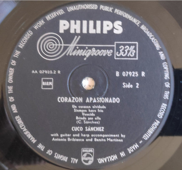 Cuco Sanchez : Corazón Apasionada (10", Album)