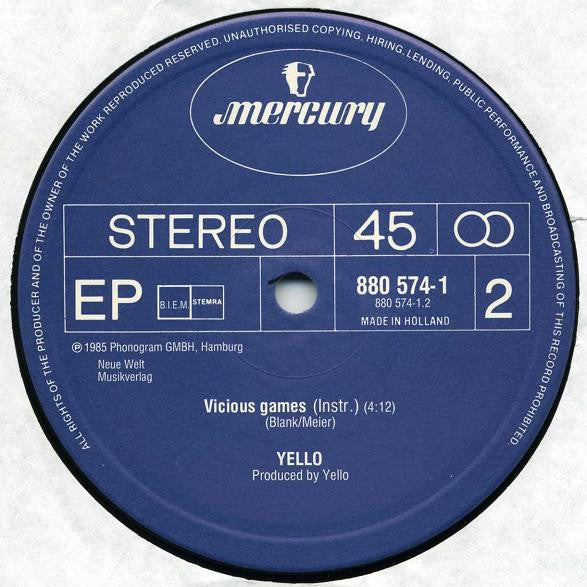 Yello : Vicious Games (12", EP, Maxi, Blu)