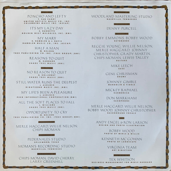 Merle Haggard / Willie Nelson : Poncho & Lefty (LP, Album, Car)