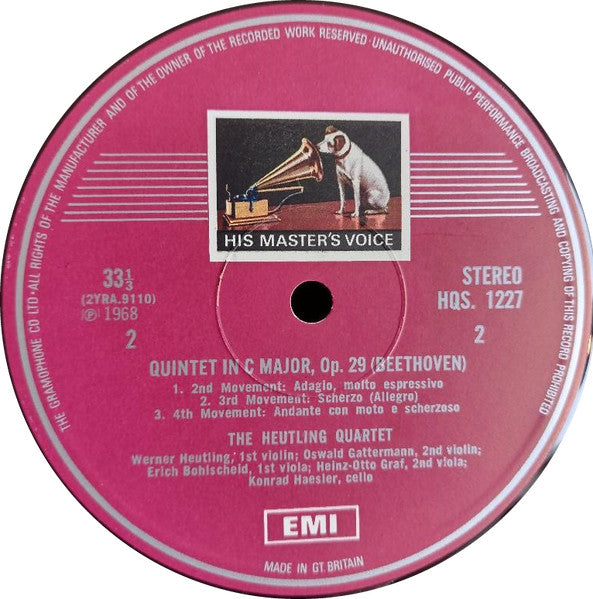 Wolfgang Amadeus Mozart / Ludwig van Beethoven, Heutling-Quartett With Heinz-Otto Graf : String Quartet No.13 In D Minor, K.173 / String Quintet In C Major, Op.29 (LP)