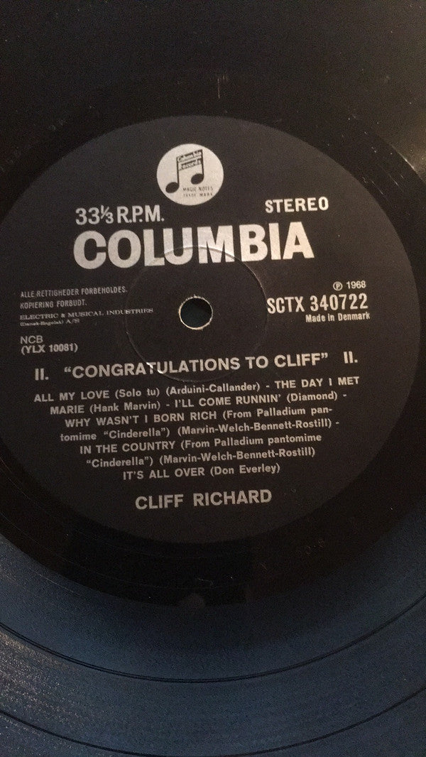 Cliff Richard : Congratulations To Cliff (LP, Comp, Fli)