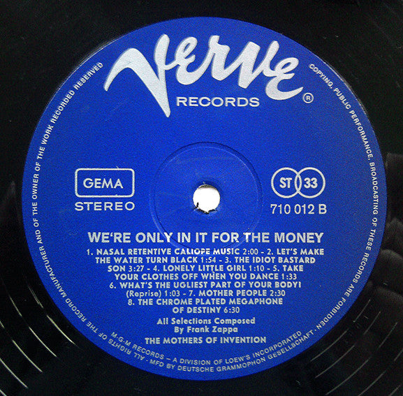 The Mothers : We're Only In It For The Money (LP, Album, Loe)