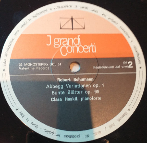 Clara Haskil : Schumann- J Grandi Concerti-Kinderszenen Op.15-Abbegg Variationen Op.1-Bunte Blatter Op.99 (LP)