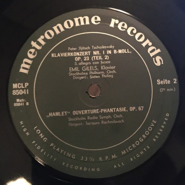 Pyotr Ilyich Tchaikovsky : Konzert Für Klavier Und Orchester Nr. 1 In B-moll, op. 23 / "Hamlet" Ouverture-Phantasie, Op. 67a (LP)