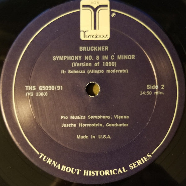 Anton Bruckner, Vienna Pro Musica Orchestra, Jascha Horenstein : Symphony No. 8 (1890 Version) (2xLP, Mono, RE, Gat)