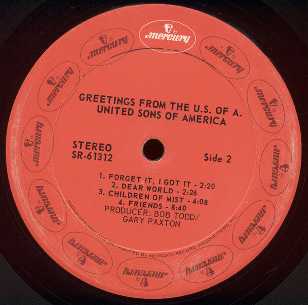 United Sons Of America : Greetings From The U.S. Of A. (LP, Album)