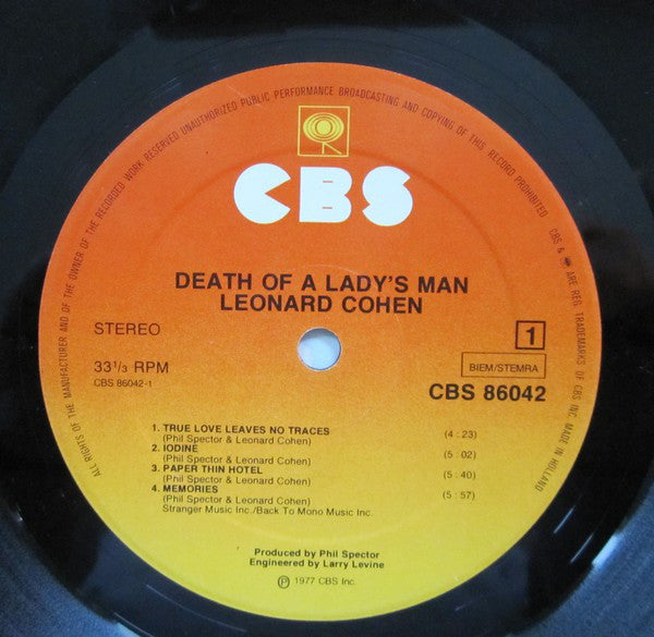 Leonard Cohen : Death Of A Ladies' Man (LP, Album, Gat)