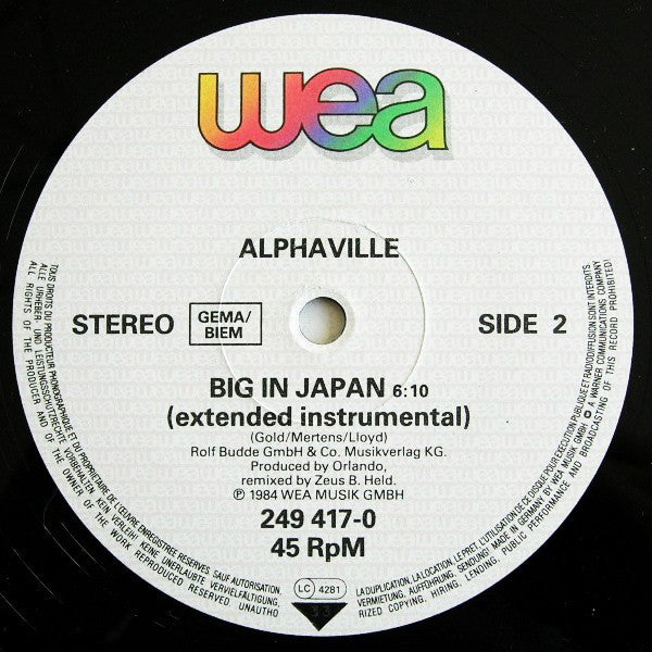 Alphaville : Big In Japan (Version Longue) (12", Maxi)