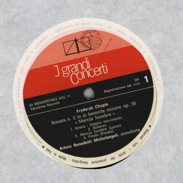 Frédéric Chopin / Robert Schumann – Arturo Benedetti Michelangeli : Sonata N.2 "Marcia Funebre" / Carnevale Di Vienna (LP, Mono)