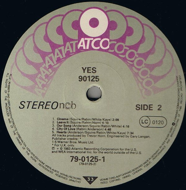 Yes : 90125 (LP, Album)