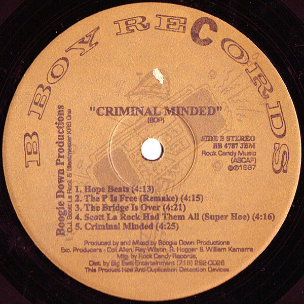Boogie Down Productions : Criminal Minded (LP, Album, RP, Gol)