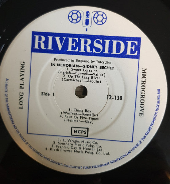 Sidney Bechet : In Memoriam (LP, Mono)