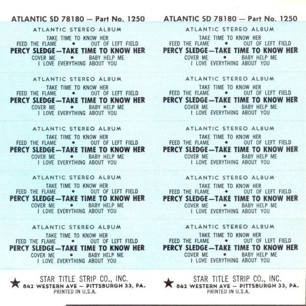 Percy Sledge : Take Time To Know Her (7", Jukebox)