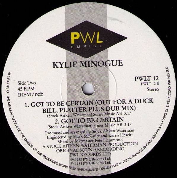 Kylie Minogue : Got To Be Certain (12")