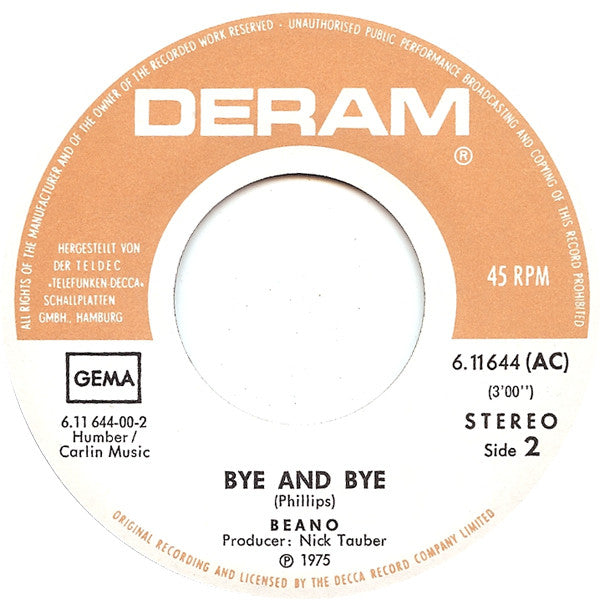 Beano : Little Cinderella / Bye And Bye (7", Single)