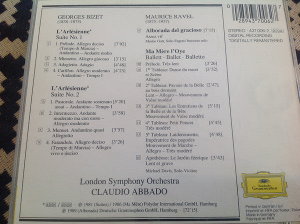 London Symphony Orchestra, Claudio Abbado : Bizet: L'Arlésienne-Suites / Ravel: Ma Mère L'Oye (CD, Comp)