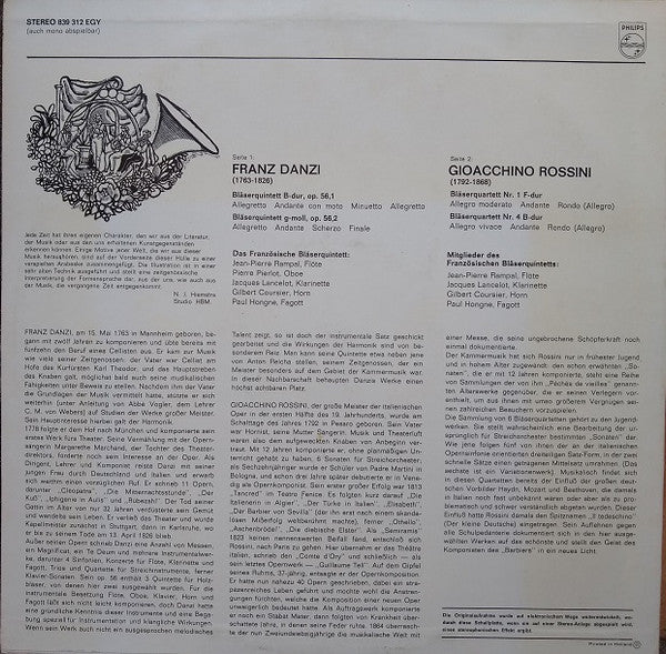 Franz Danzi / Gioacchino Rossini - Quintette À Vent Français : Quintette Und Quartette Für Bläser (LP, Album)