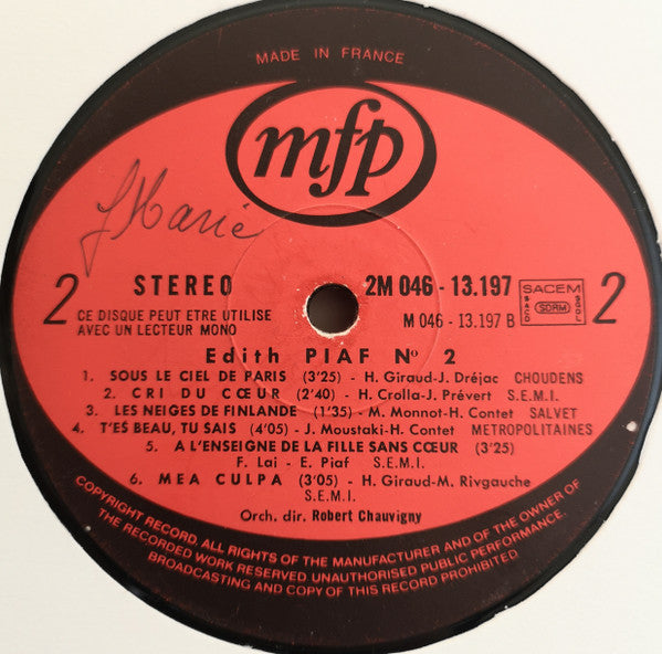 Edith Piaf : Edith Piaf (LP, Comp)