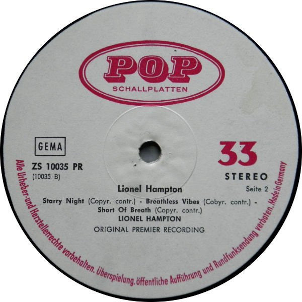 Lionel Hampton : Lionel Hampton (LP)