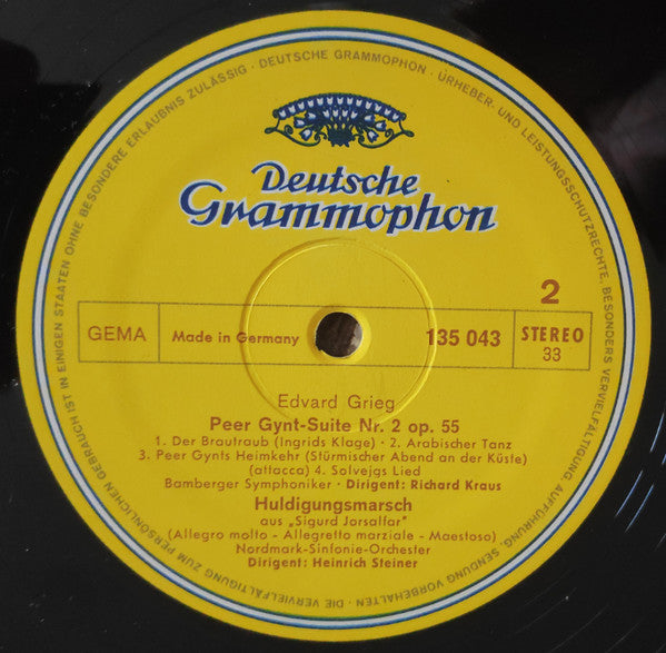 Edvard Grieg : Peer Gynt-Suiten Nr. 1 &. 2 / Hochzeitstag Auf Troldhaugen / Huldigugsmarsch Aus »Sigurd Jorsalfar« (LP, Comp)