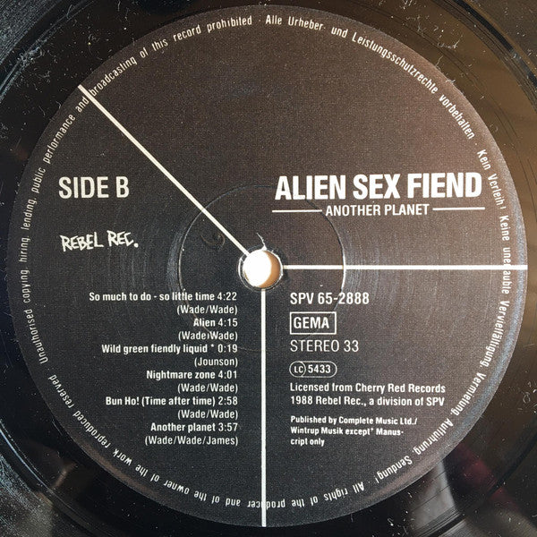 Alien Sex Fiend : Another Planet (LP, Album, Bla)