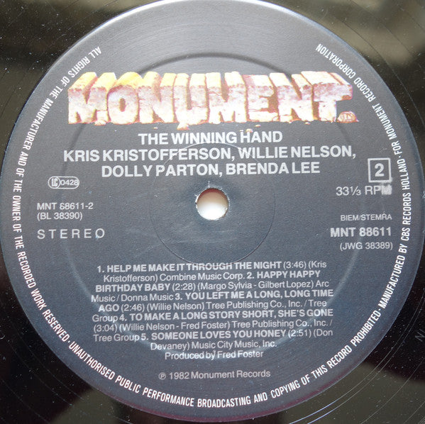 Kris Kristofferson, Willie Nelson, Dolly Parton & Brenda Lee : The Winning Hand (2xLP, Album)