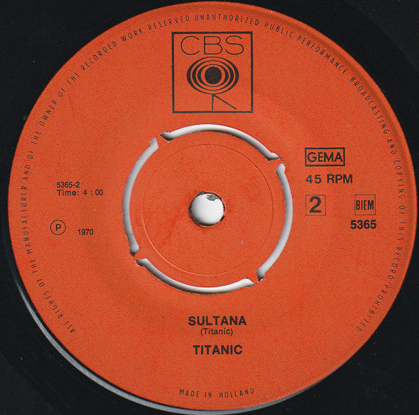 Titanic (3) : Sultana (7", Single)