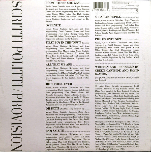 Scritti Politti : Provision (LP, Album)