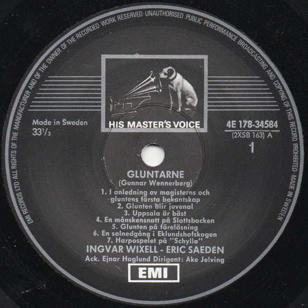 Gunnar Wennerberg, Ingvar Wixell, Erik Saedén : Gluntarne (2xLP, Comp, RE)