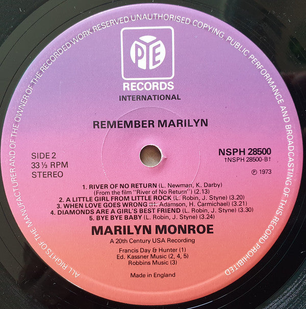 Marilyn Monroe : Remember Marilyn (LP, Comp, RE, Gat)