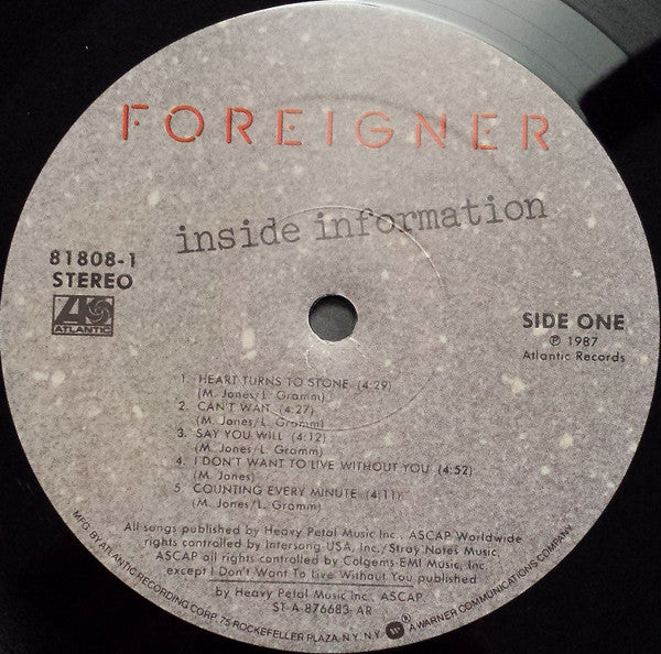 Foreigner : Inside Information (LP, Album, AR;)