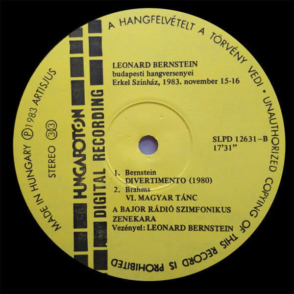 Béla Bartók / Leonard Bernstein / Symphonie-Orchester Des Bayerischen Rundfunks : Bernstein Budapesten '83: Zene / Divertimento (LP, Album)