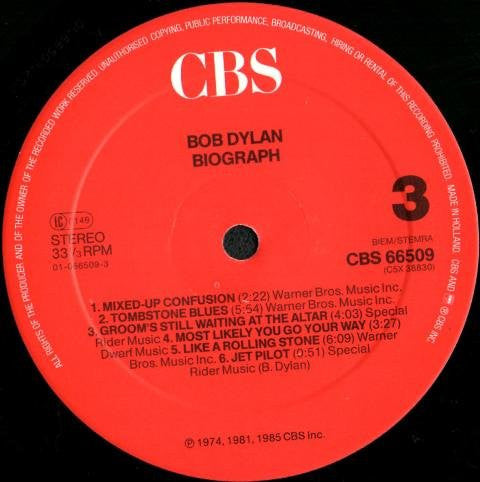Bob Dylan : Biograph (5xLP, Comp + Box)