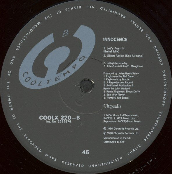 Innocence : Let's Push It (12", Single)