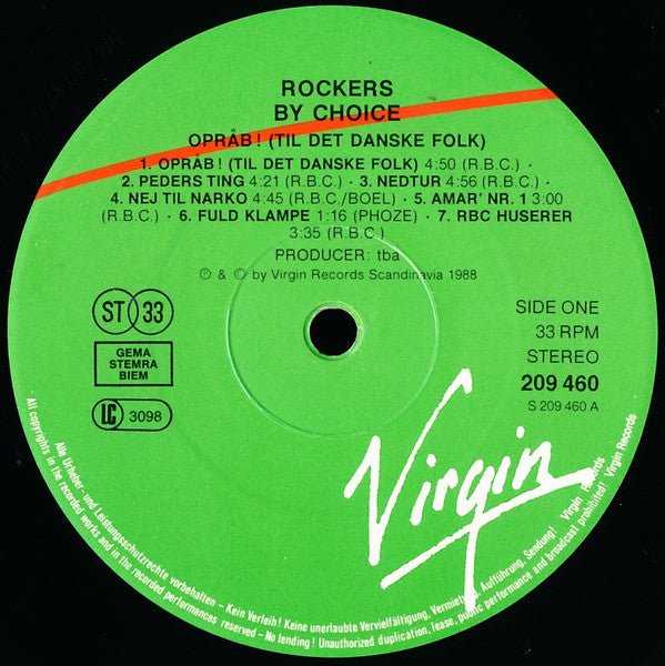 Rockers By Choice : Opråb! Til Det Danske Folk (LP, Album)