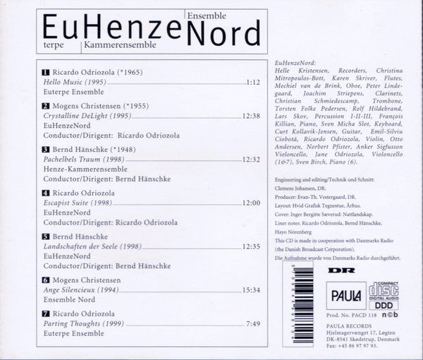Euterpe Ensemble, Henze Kammerensemble, Ensemble Nord (2), Mogens Christensen, Bernd Hänschke, Ricardo Odriozola : EuHenzeNord (CD, Album)