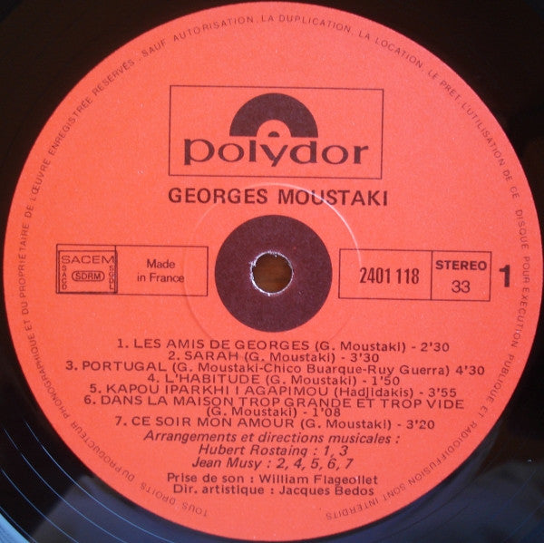 Georges Moustaki : Moustaki (LP, Album, Gat)