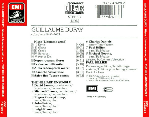 Guillaume Dufay - The Hilliard Ensemble : Missa "L'Homme Armé" • Motets (CD, Album)