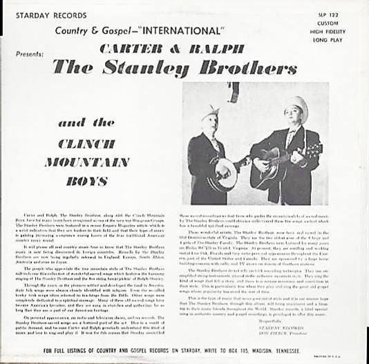 The Stanley Brothers : Sacred Songs From The Hills (LP, Album, RE)