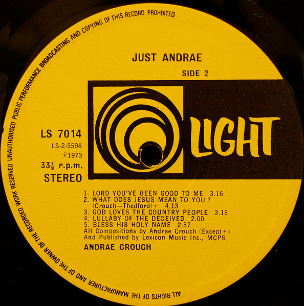 Andraé Crouch : Just Andraé (LP, Album)