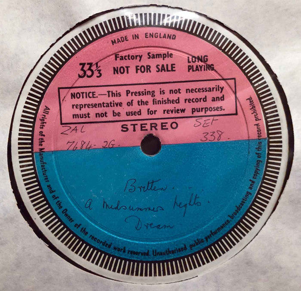 Benjamin Britten - Alfred Deller • Elizabeth Harwood • Peter Pears • Thomas Hemsley • Josephine Veasey • Heather Harper • Stephen Terry • John Shirley-Quirk • Helen Watts • Owen Brannigan • Norman Lumsden • Kenneth MacDonald • David Kelly (7) • Robert Tea : A Midsummer Night's Dream (3xLP, TP, Gro + Box, Album)
