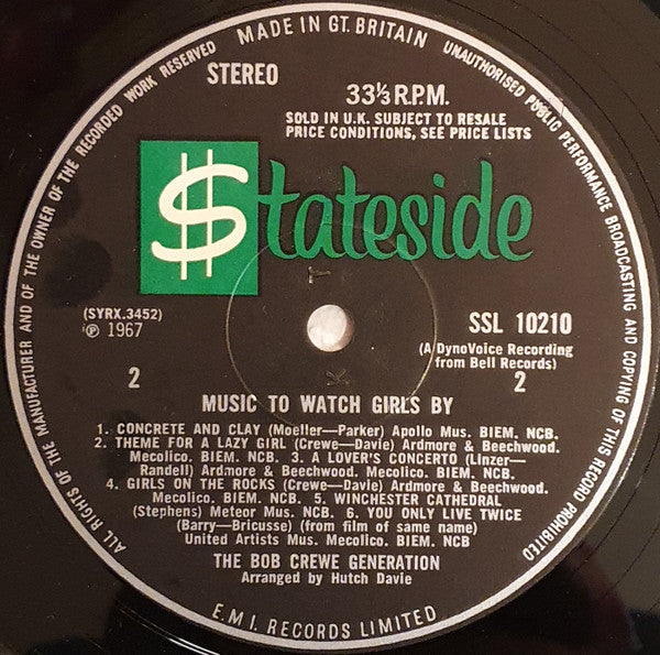 The Bob Crewe Generation : Music To Watch Girls By (LP, Album)