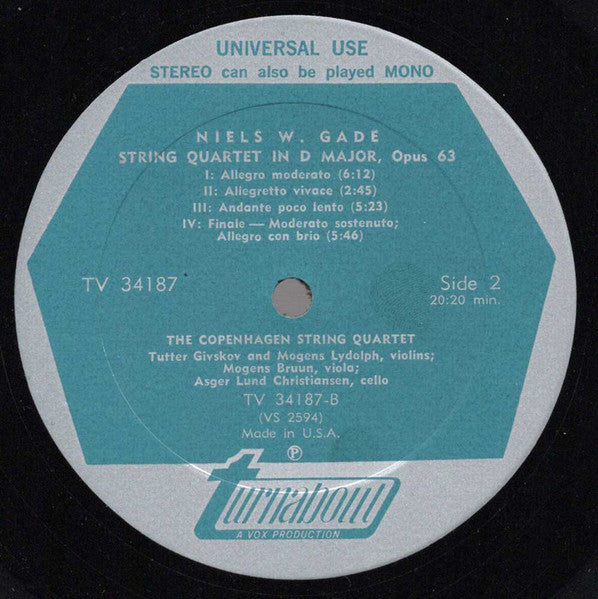 Carl Nielsen / Niels Wilhelm Gade, Københavns Strygekvartet : String Quartet No. 1 In G Minor, Op. 13 / String Quartet In D Major, Op. 63 (LP)