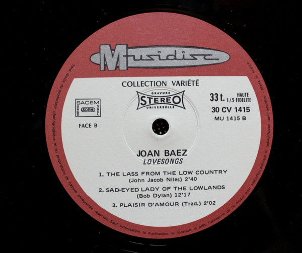 Joan Baez : Lovesongs (LP, Comp)